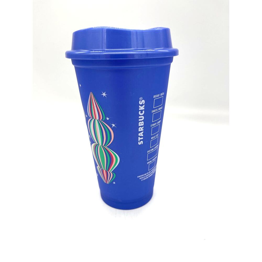 Starbucks 16 oz Christmas Holiday Plastic Cup with Lid & Ornament Design